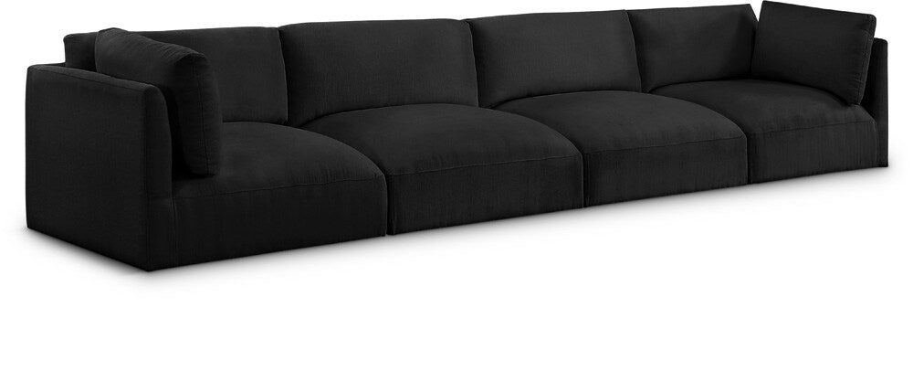 Meridian Furniture - Ease Black Polyester Fabric Modular Sofa - 4Pc - 696Black-S152B veiw 1