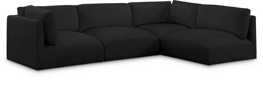 Meridian Furniture - Ease Black Polyester Fabric Modular Sectional - 4Pc - 696Black-Sec4B veiw 1