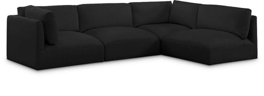 Meridian Furniture - Ease Black Polyester Fabric Modular Sectional - 4Pc - 696Black-Sec4B veiw 1
