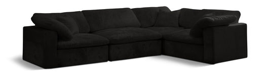 Meridian Furniture - Cozy Black Velvet Modular Sectional - 4Pc - 634Black-Sec4C veiw 1