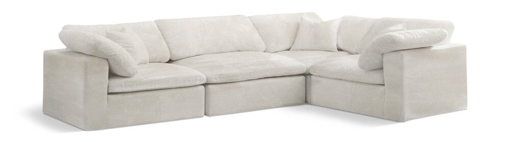 Meridian Furniture - Cozy Cream Velvet Modular Sectional - 4Pc - 634Cream-Sec4C veiw 1