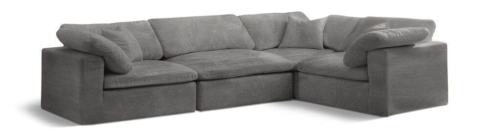 Meridian Furniture - Cozy Grey Velvet Modular Sectional - 4Pc - 634Grey-Sec4C veiw 1