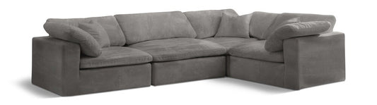 Meridian Furniture - Cozy Grey Velvet Modular Sectional - 4Pc - 634Grey-Sec4C veiw 1