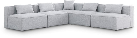 Meridian Furniture - Cube Grey Durable Linen Textured Modular Sectional - 5Pc - 630Grey-Sec5B veiw 1