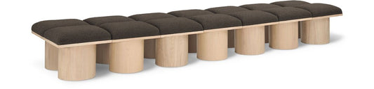 Meridian Furniture - Pavilion Brown Boucle Fabric Bench - 14Pc - 465Brown-14C veiw 1