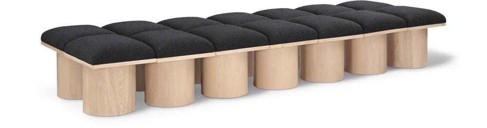 Meridian Furniture - Pavilion Black Boucle Fabric Bench - 14Pc - 465Black-14D veiw 1