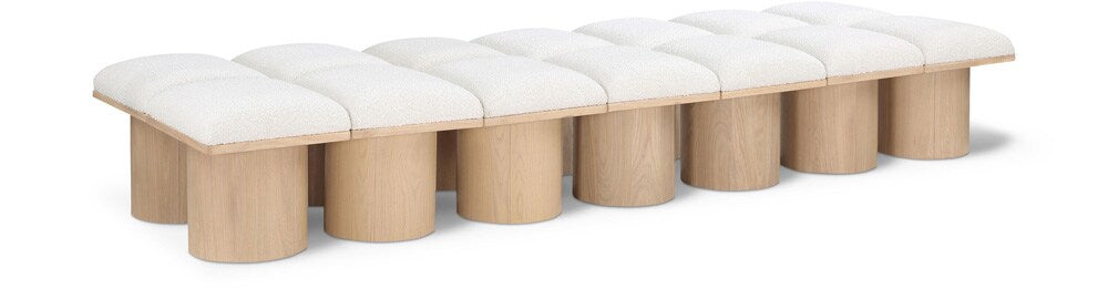 Meridian Furniture - Pavilion Cream Boucle Fabric Bench - 14Pc - 465Cream-14D veiw 1
