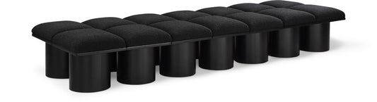 Meridian Furniture - Pavilion Black Boucle Fabric Bench - 14Pc - 466Black-14D veiw 1