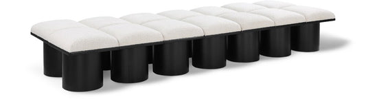 Meridian Furniture - Pavilion Cream Boucle Fabric Bench - 14Pc - 466Cream-14D veiw 1