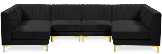 Meridian Furniture - Alina Black Velvet Modular Sectional - 6Pc - 604Black-Sec6B veiw 1