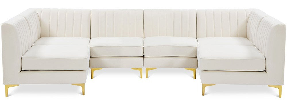 Meridian Furniture - Alina Cream Velvet Modular Sectional - 6Pc - 604Cream-Sec6B veiw 1