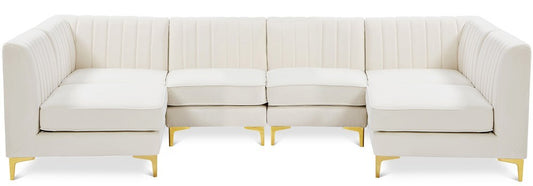 Meridian Furniture - Alina Cream Velvet Modular Sectional - 6Pc - 604Cream-Sec6B veiw 1