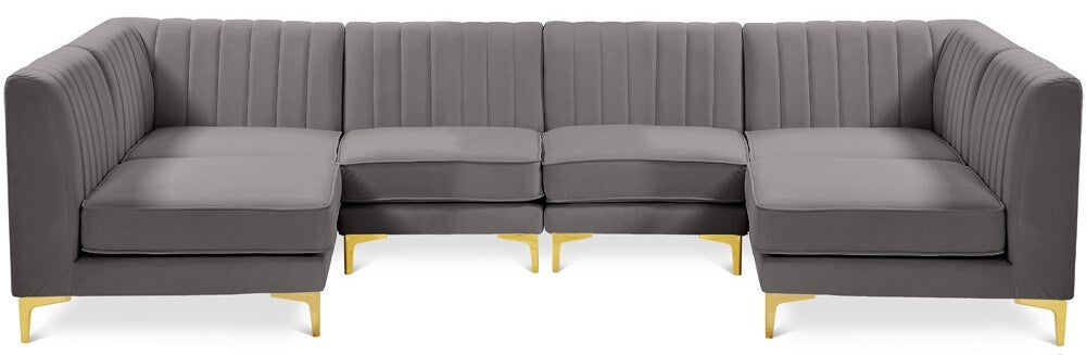 Meridian Furniture - Alina Grey Velvet Modular Sectional - 6Pc - 604Grey-Sec6B veiw 1