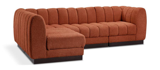 Meridian Furniture - Quinn Cognac Chenille Fabric Modular Sectional - 4Pc - 124Cognac-Sec4A veiw 1