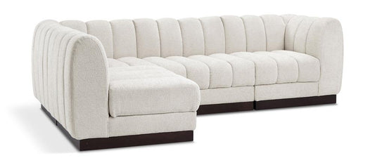 Meridian Furniture - Quinn Cream Chenille Fabric Modular Sectional - 4Pc - 124Cream-Sec4A veiw 1