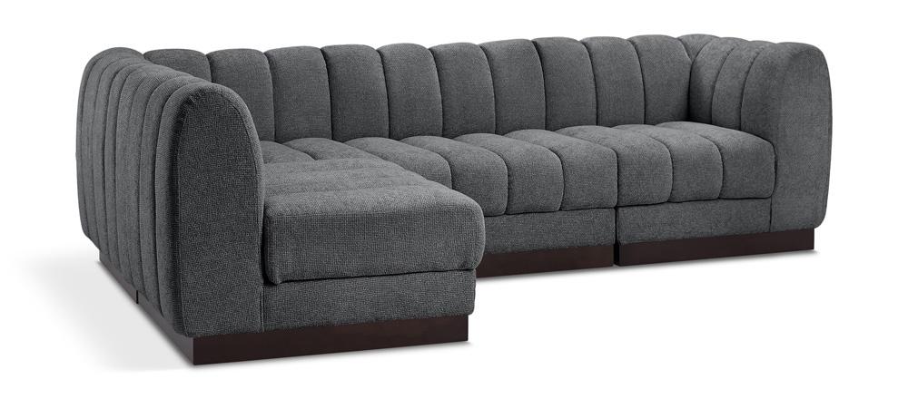 Meridian Furniture - Quinn Grey Chenille Fabric Modular Sectional - 4Pc - 124Grey-Sec4A veiw 1