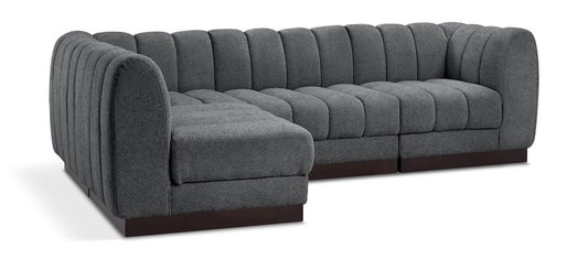Meridian Furniture - Quinn Grey Chenille Fabric Modular Sectional - 4Pc - 124Grey-Sec4A veiw 1