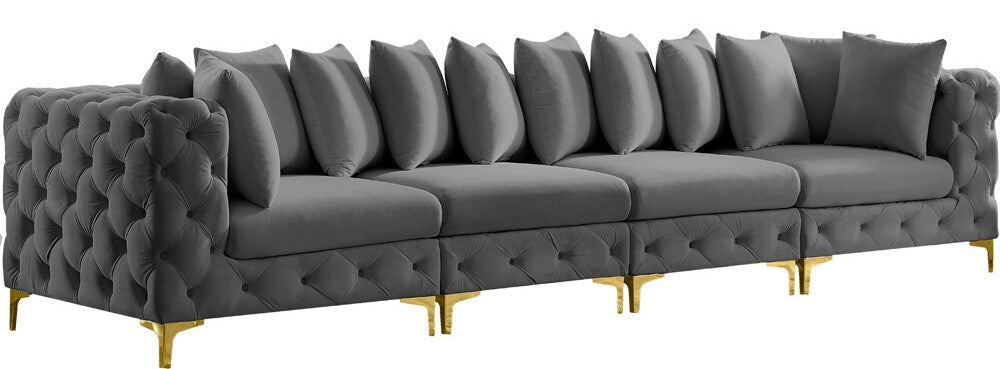 Meridian Furniture - Tremblay Grey Velvet Modular Sofa - 4Pc - 686Grey-S138 veiw 1