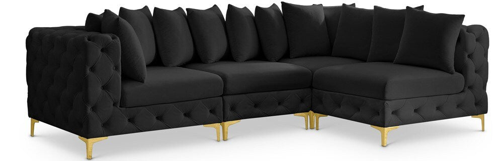 Meridian Furniture - Tremblay Black Velvet Modular Sectional - 4Pc - 686Black-Sec4A veiw 1