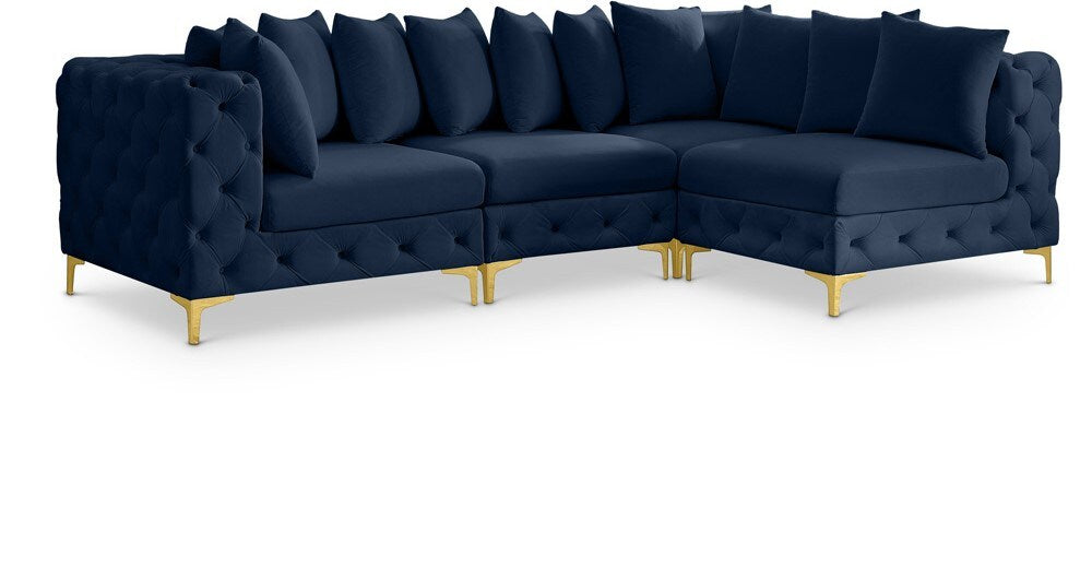 Meridian Furniture - Tremblay Navy Velvet Modular Sectional - 4Pc - 686Navy-Sec4A veiw 1