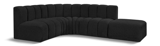 Meridian Furniture - Arc Black Boucle Fabric Modular Sofa - 5Pc - 102Black-S5C veiw 1