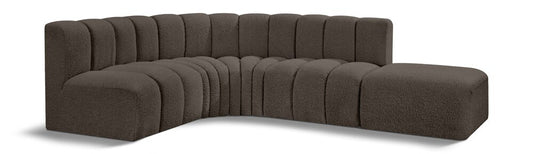 Meridian Furniture - Arc Brown Boucle Fabric Modular Sofa - 5Pc - 102Brown-S5C veiw 1