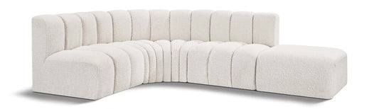 Meridian Furniture - Arc Cream Boucle Fabric Modular Sofa - 5Pc - 102Cream-S5C veiw 1