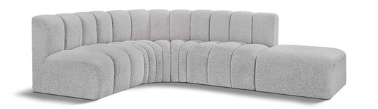 Meridian Furniture - Arc Grey Boucle Fabric Modular Sofa - 5Pc - 102Grey-S5C veiw 1