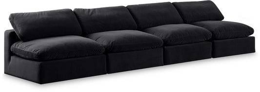 Meridian Furniture - Comfy Black Velvet Modular Sofa - 4Pc - 189Black-S156 veiw 1