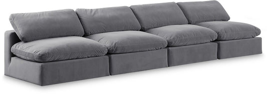 Meridian Furniture - Comfy Grey Velvet Modular Sofa - 4Pc - 189Grey-S156 veiw 1