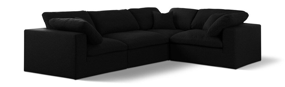 Meridian Furniture - Serene Black Linen Textured Fabric Modular Sectional - 4Pc - 601Black-Sec4C veiw 1