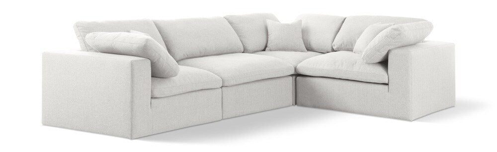 Meridian Furniture - Serene Cream Linen Textured Fabric Modular Sectional - 4Pc - 601Cream-Sec4C veiw 1