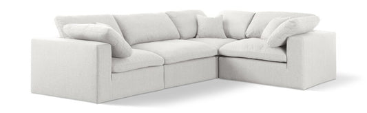 Meridian Furniture - Serene Cream Linen Textured Fabric Modular Sectional - 4Pc - 601Cream-Sec4C veiw 1