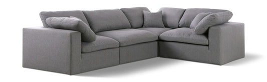 Meridian Furniture - Serene Grey Linen Textured Fabric Modular Sectional - 4Pc - 601Grey-Sec4C veiw 1
