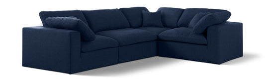 Meridian Furniture - Serene Navy Linen Textured Fabric Modular Sectional - 4Pc - 601Navy-Sec4C veiw 1
