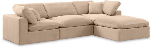 Meridian Furniture - Comfy Beige Velvet Modular Sectional - 4Pc - 189Beige-Sec4A veiw 1