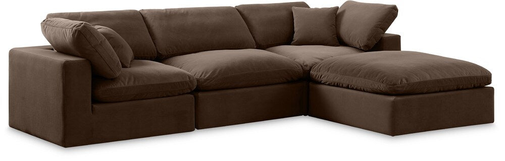 Meridian Furniture - Comfy Brown Velvet Modular Sectional - 4Pc - 189Brown-Sec4A veiw 1