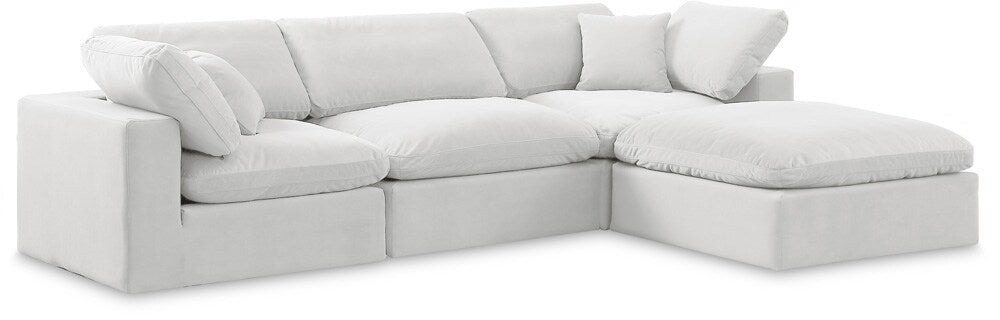 Meridian Furniture - Comfy Cream Velvet Modular Sectional - 4Pc - 189Cream-Sec4A veiw 1