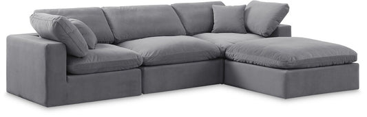 Meridian Furniture - Comfy Grey Velvet Modular Sectional - 4Pc - 189Grey-Sec4A veiw 1