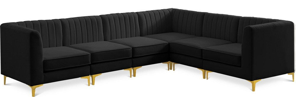 Meridian Furniture - Alina Black Velvet Modular Sectional - 6Pc - 604Black-Sec6A veiw 1