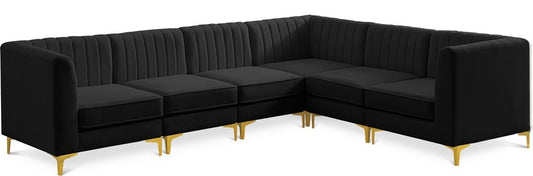 Meridian Furniture - Alina Black Velvet Modular Sectional - 6Pc - 604Black-Sec6A veiw 1