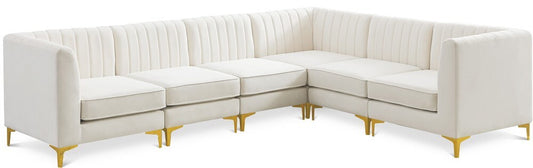 Meridian Furniture - Alina Cream Velvet Modular Sectional - 6Pc - 604Cream-Sec6A veiw 1