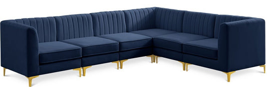 Meridian Furniture - Alina Navy Velvet Modular Sectional - 6Pc - 604Navy-Sec6A veiw 1