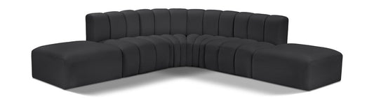 Meridian Furniture - Arc Black Vegan Leather Modular Sofa - 6Pc - 101Black-S6C veiw 1