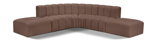 Meridian Furniture - Arc Brown Vegan Leather Modular Sofa - 6Pc - 101Brown-S6C veiw 1