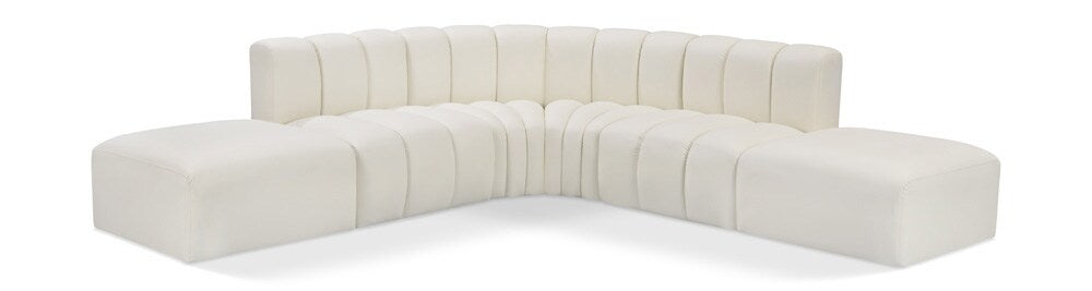 Meridian Furniture - Arc Cream Vegan Leather Modular Sofa - 6Pc - 101Cream-S6C veiw 1