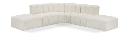 Meridian Furniture - Arc Cream Vegan Leather Modular Sofa - 6Pc - 101Cream-S6C veiw 1