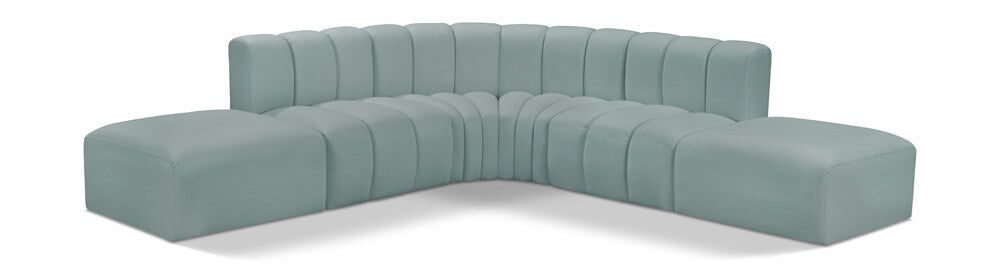 Meridian Furniture - Arc Mint Green Vegan Leather Modular Sofa - 6Pc - 101Mint-S6C veiw 1