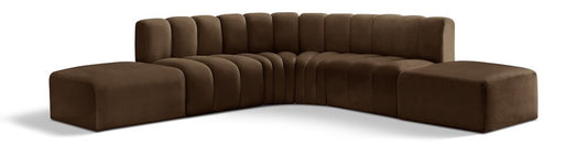 Meridian Furniture - Arc Brown Velvet Modular Sofa - 6Pc - 103Brown-S6C veiw 1