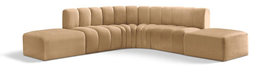 Meridian Furniture - Arc Camel Velvet Modular Sofa - 6Pc - 103Camel-S6C veiw 1